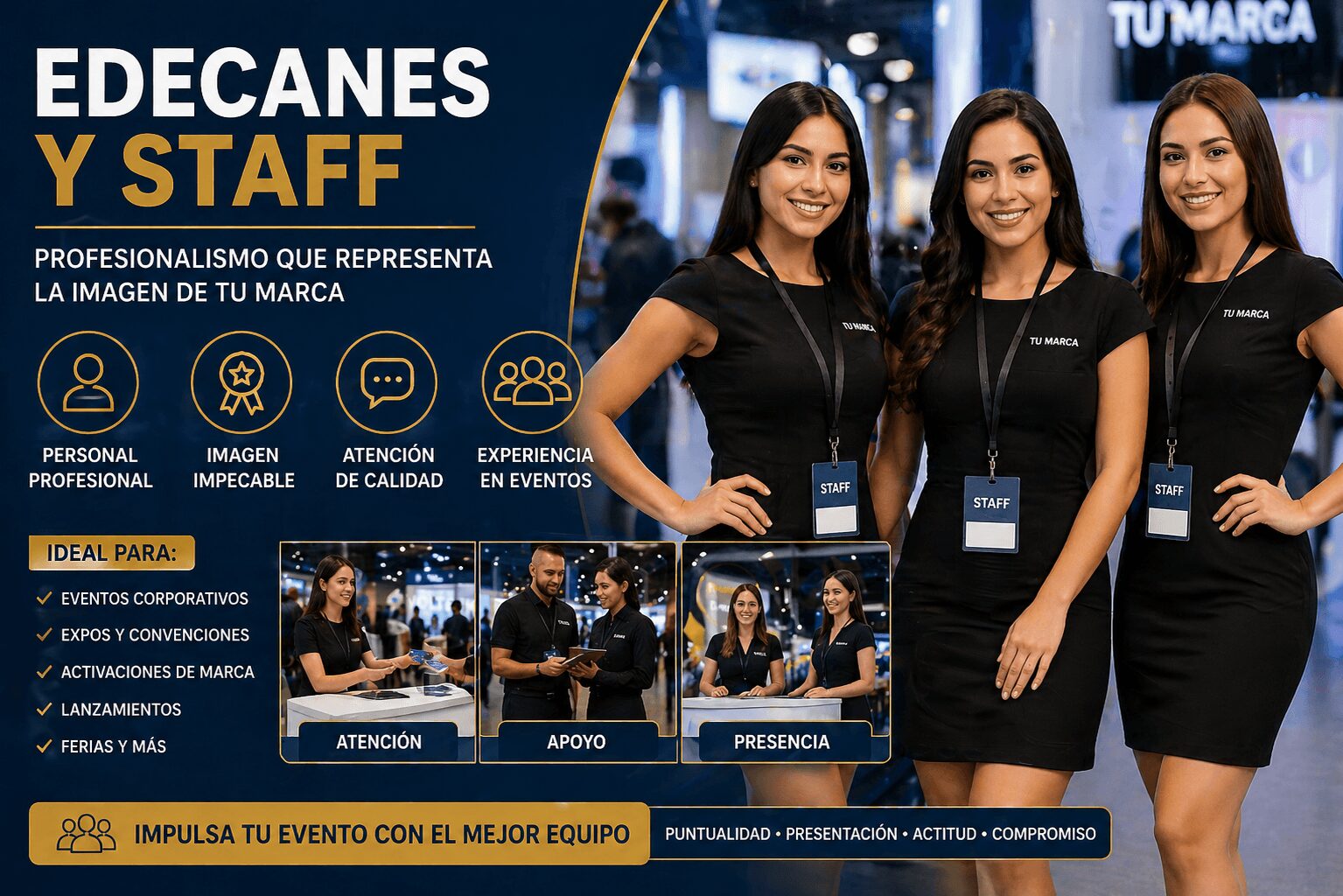 Edecanes y staff para empresas en México — soluciones de marketing corporativo TCHAR